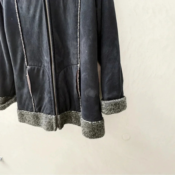Kenzie || Vegan Micro Suede Fleece Black y2k Style Jacket Black Sz 8 - Picture 6 of 11